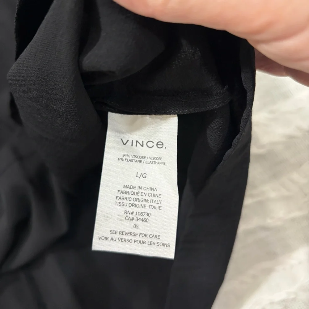 Vince Shirt Dress Black Easy Knit Oversized Split Neck Pullover Sz L Lagen Look - Picture 6 of 11